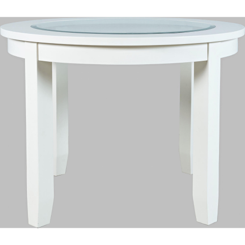 Urban Icon 42" Round Dining Table in White w/ Glass Inlay